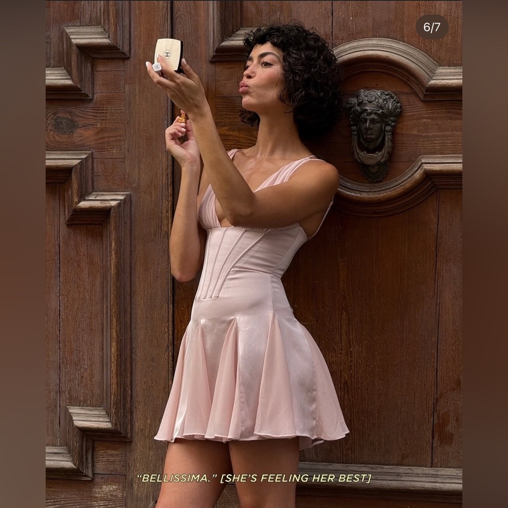 HOUSE OF CB 'Samida' Pink Satin Corset Mini Dress/Size S-US 4-6 $269 - Picture 2 of 10